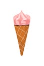 Waffle cone ice cream flat vector illustration Royalty Free Stock Photo