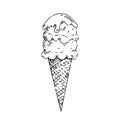 waffle cone ice cream sketch hand drawn vector