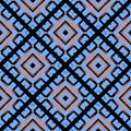 Waffle geometric vector seamless pattern. Geometrical grunge background. Rhombus dirty ornaments with dots. Symmetrical tribal