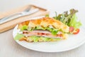 waffle ham cheese sandwich Royalty Free Stock Photo