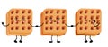 Waffle icon with various fillings. Vector illustration of waffles in the style of kawaii, pastries for breakfast, sweet