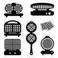 Waffle-iron black and white icons set Royalty Free Stock Photo