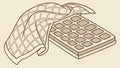 Waffle Iron and Cloth Vector Illustration, Kitchen Breakfast Prep, vector design Generative AI Royalty Free Stock Photo