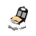 Waffle iron electric flat metallic luster with sweet waffles concept