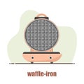 Waffle-iron. Waffle maker isolated on white. Cooking breakfast. Modern vector illustration in flat cartoon style. Royalty Free Stock Photo