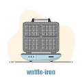 Waffle-iron. Waffle maker isolated on white. Cooking breakfast. Modern vector illustration in flat cartoon style. Royalty Free Stock Photo