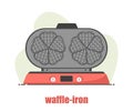 Waffle-iron. Waffle maker isolated on white. Cooking breakfast. Modern vector illustration in flat cartoon style. Royalty Free Stock Photo