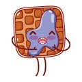 Waffle with jam breakfast food cute kawaii isolated icon