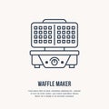 Waffle maker, electric grill vector flat line icon. Cooking equipment linear sign. Outline symbol for household kitchen