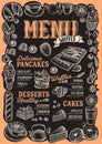 Waffle and pancake menu for restaurant with frame of hand-drawn Royalty Free Stock Photo