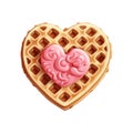 Waffle with Pink Icing and Hearts