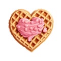 Waffle with Pink Icing and Hearts