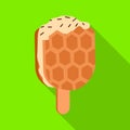 Waffle on stick vector icon.Flat vector icon isolated on white background waffle on stick .