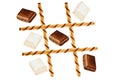 Waffle sticks and pieces of white and dark chocolate Royalty Free Stock Photo