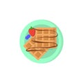 Waffle strawberry bilberry color icon. Simple line, outline vector of fast foot icons for ui and ux, website or mobile application