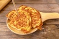 Waffle on wood table