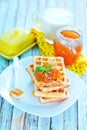 Waffles with apricot jam Royalty Free Stock Photo