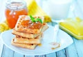 Waffles with apricot jam Royalty Free Stock Photo