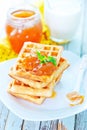 Waffles with apricot jam Royalty Free Stock Photo