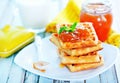 Waffles with apricot jam Royalty Free Stock Photo