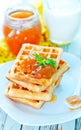 Waffles with apricot jam Royalty Free Stock Photo