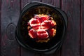 Waffles with banana and blueberry jam Royalty Free Stock Photo