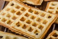 Waffles with bananas, nuts and chocolate Royalty Free Stock Photo