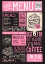 Waffles and crepes menu restaurant, food template.