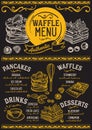 Waffles and crepes menu restaurant, food template.