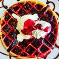 Waffles delicious cherry finish weep cream