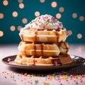 Pop Culture Waffles With Whipped Cream And Sprinkles