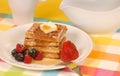 Waffles with fruit and powdere Royalty Free Stock Photo