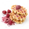 Waffles with raspberry sugar on white background Royalty Free Stock Photo