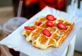 Waffles with strawberries Royalty Free Stock Photo
