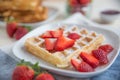 Waffles with strawberries