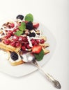 Waffles with strawberry and blackberry Royalty Free Stock Photo