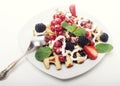 Waffles with strawberry and blackberry Royalty Free Stock Photo