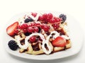 Waffles with strawberry and blackberry Royalty Free Stock Photo