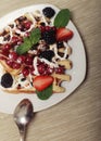 Waffles with strawberry and blackberry Royalty Free Stock Photo