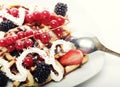 Waffles with strawberry and blackberry Royalty Free Stock Photo