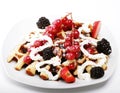 Waffles with strawberry and blackberry Royalty Free Stock Photo