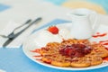 Waffles with Strawberry jam Royalty Free Stock Photo
