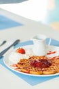 Waffles with Strawberry jam Royalty Free Stock Photo