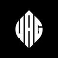 WAG circle letter logo design with circle and ellipse shape. WAG ellipse letters with typographic style. The three initials form a Royalty Free Stock Photo