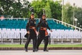 Pakistan Soldiers in Bright Military Uniform on the Wagah Attari Border Show