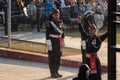 Wagah, Pakistan - Two Pakistan Rangers at the Wagah Border Closing Ceremony with India