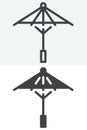 Wagasa umbrella line and solid different style vector icon set Royalty Free Stock Photo