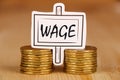 Wage banner with money. Royalty Free Stock Photo