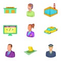 Wage-earner icons set, cartoon style Royalty Free Stock Photo