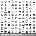 100 wage earner icons set, simple style Royalty Free Stock Photo